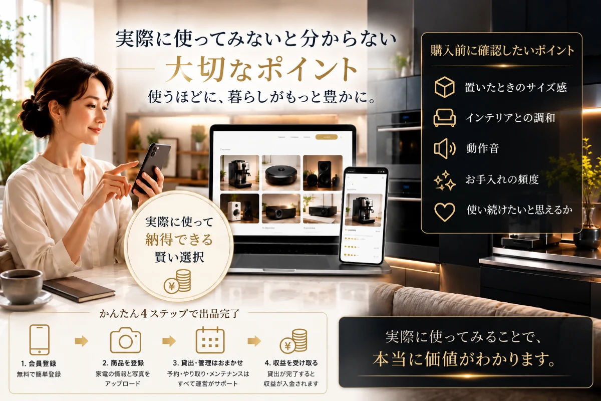 レンタルやサブスクリプションなどを利用して高級家電を試してから購入する選択肢