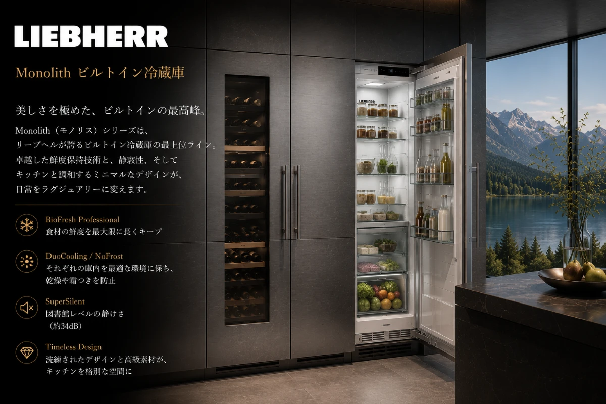 高級家電ブランドLIEBHERR(リープヘル)おすすめモデル Monolith ビルトイン冷蔵庫