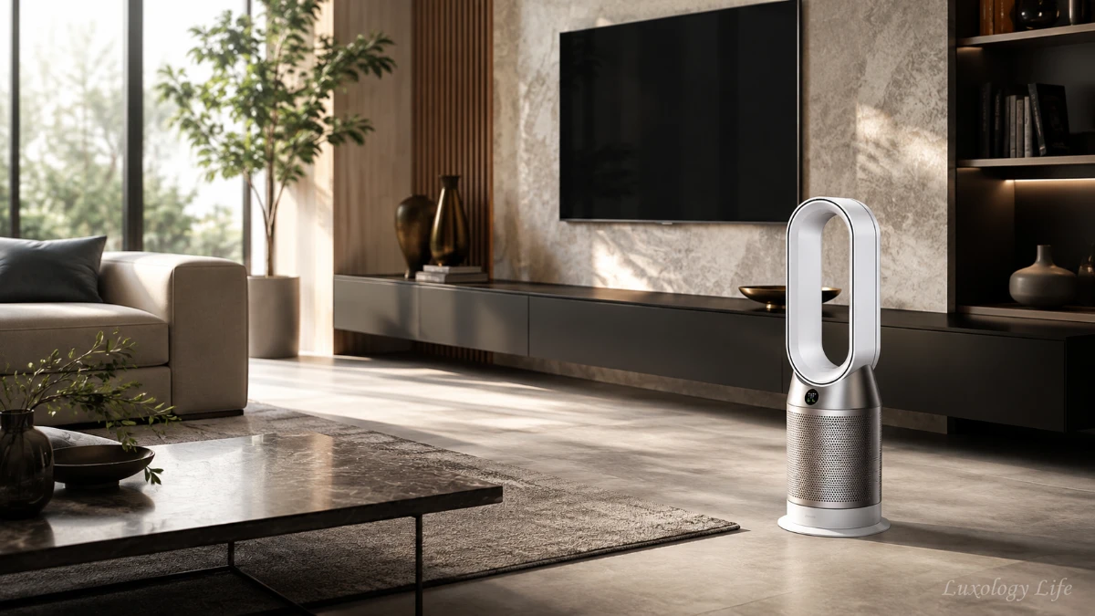 Dyson Purifier Hot+Coolがリビングに置かれた様子