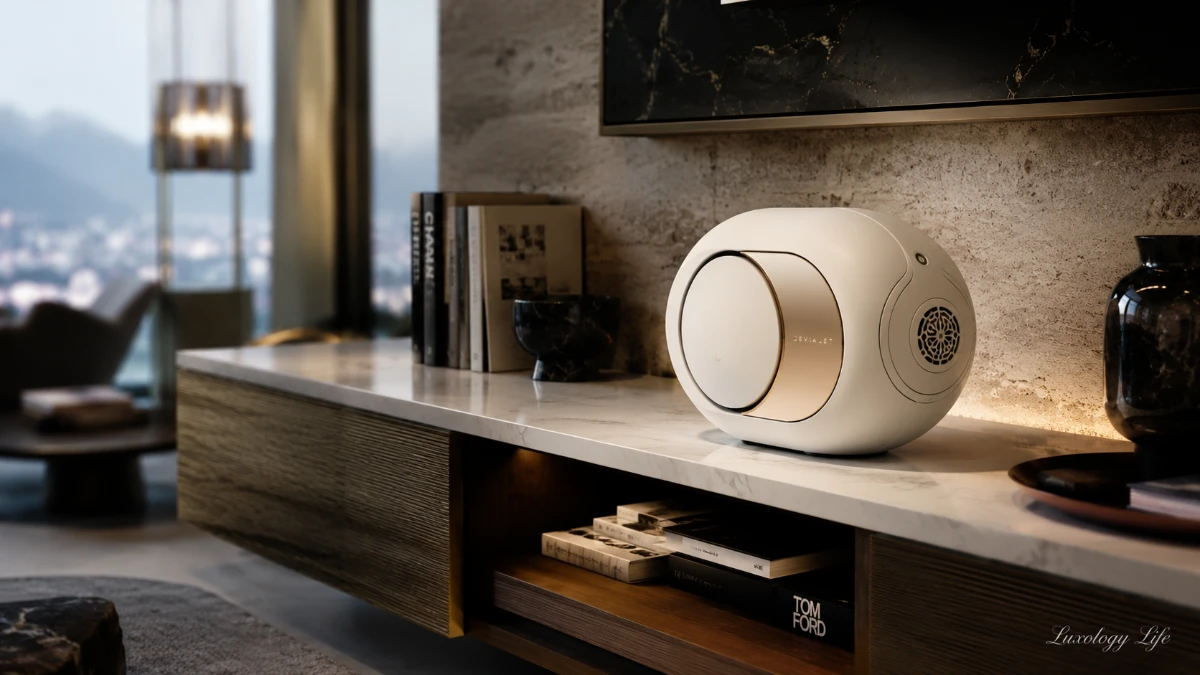 Devialet Phantom Ultimate 98dBがリビングの棚に置かれた様子