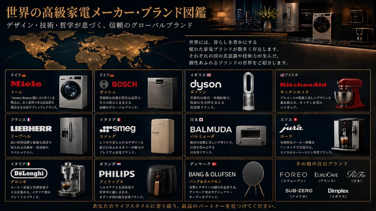 世界の高級家電ブランド図鑑｜洗練されたデザインと機能美を持つブランド