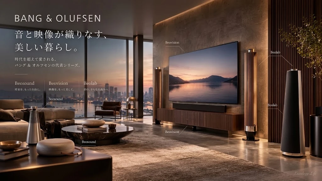 Bang & Olufsenの代表シリーズ、Beosound・Beovision・Beolabが調和するリビング空間