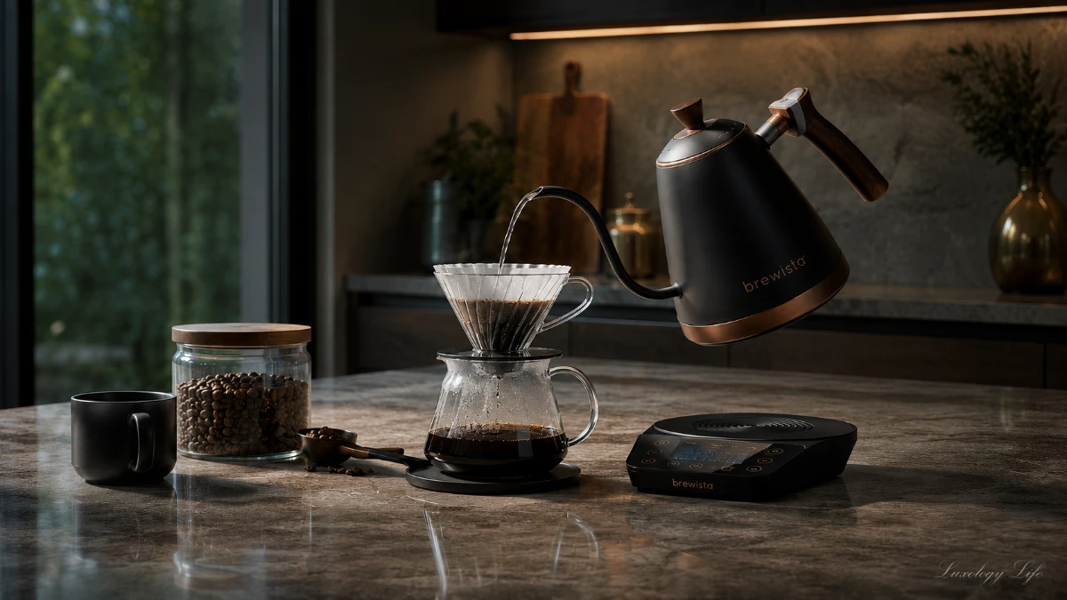 ブリューイスタのドリップケトルでコーヒーを淹れる様子