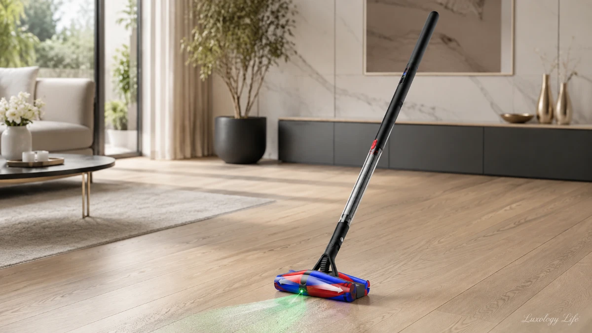 Dyson PencilVac Fluffy（SV50 FF）でフローリングを掃除する様子