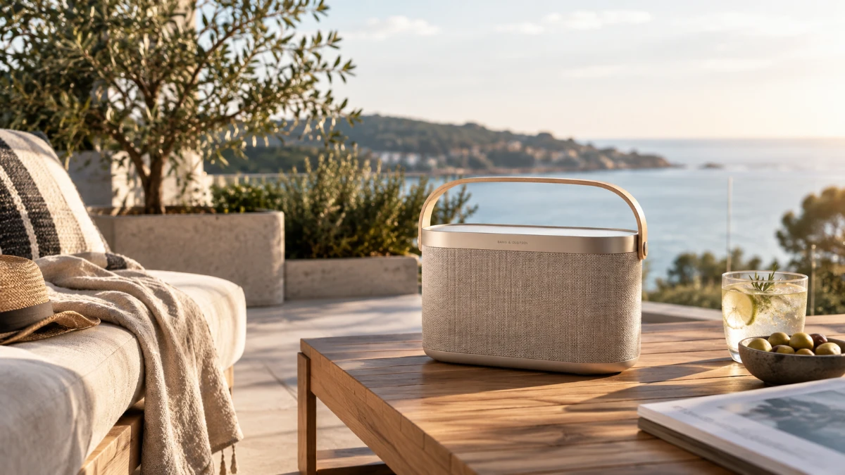 Bang & Olufsen Beosound A5がテラスに置かれている様子