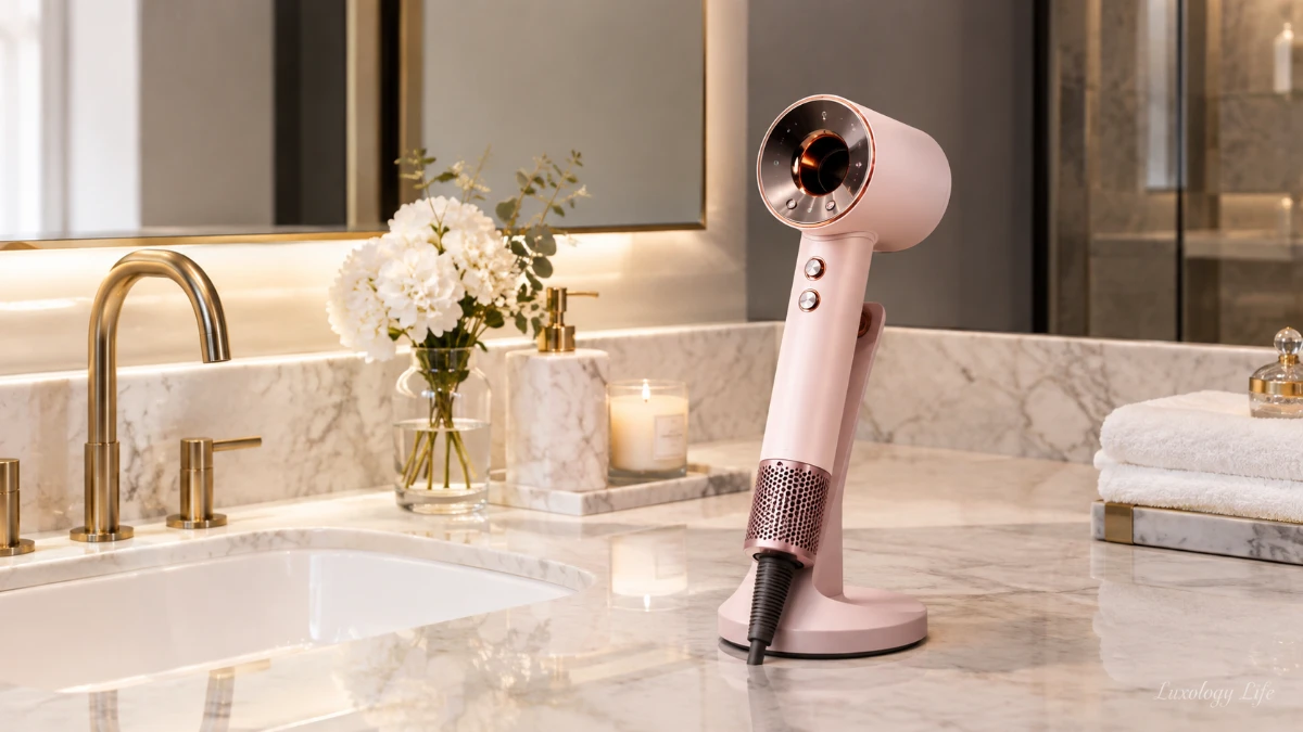 Dyson Supersonic Nural Shineが洗面台に置かれた様子