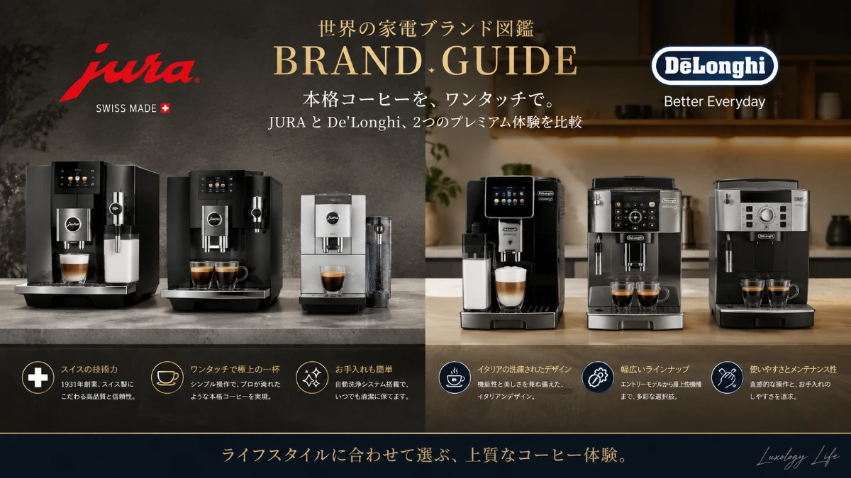 JURAと他の全自動コーヒーマシンブランドの製品を並べたイメージ