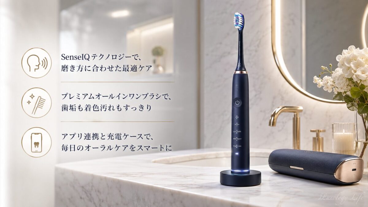ソニッケアー9900 Prestigeが洗面台に置かれている様子