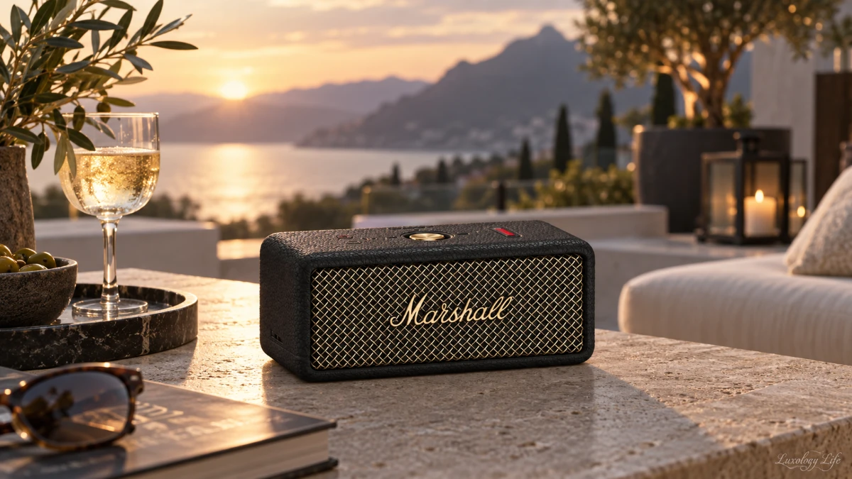 Marshall EMBERTON IIIが屋外テラスに置かれた様子